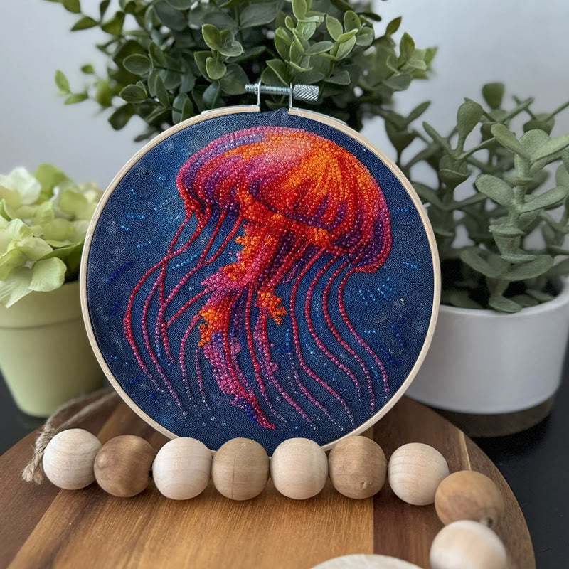 Rubbyoo Bead Embroidery Kit - Glowing Jellyfish | Creative Handmade Gifts | Handicraft For Beginners - image 5