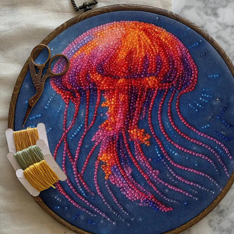 Rubbyoo Bead Embroidery Kit - Glowing Jellyfish | Creative Handmade Gifts | Handicraft For Beginners - image 2