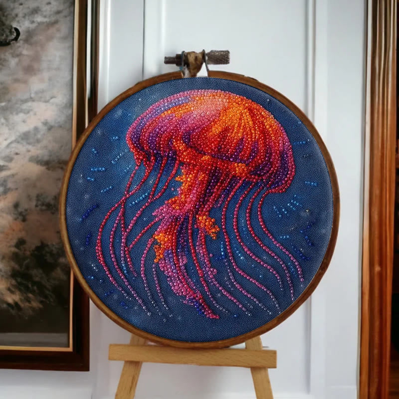 Rubbyoo Bead Embroidery Kit - Glowing Jellyfish | Creative Handmade Gifts | Handicraft For Beginners - image 6