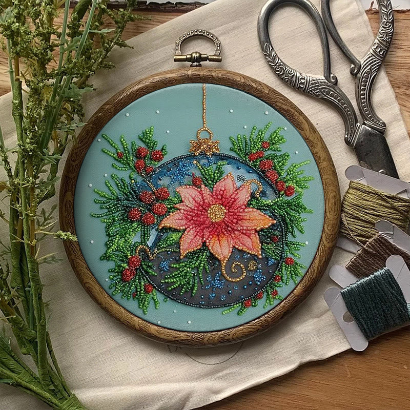 Rubbyoo Bead Embroidery Kit - Sparkling Floral Ball | Diy Christmas Ornament | Colourful Needle Artcraft - image 2