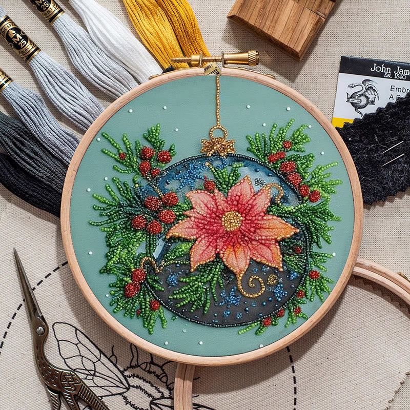 Rubbyoo Bead Embroidery Kit - Sparkling Floral Ball | Diy Christmas Ornament | Colourful Needle Artcraft - image 7