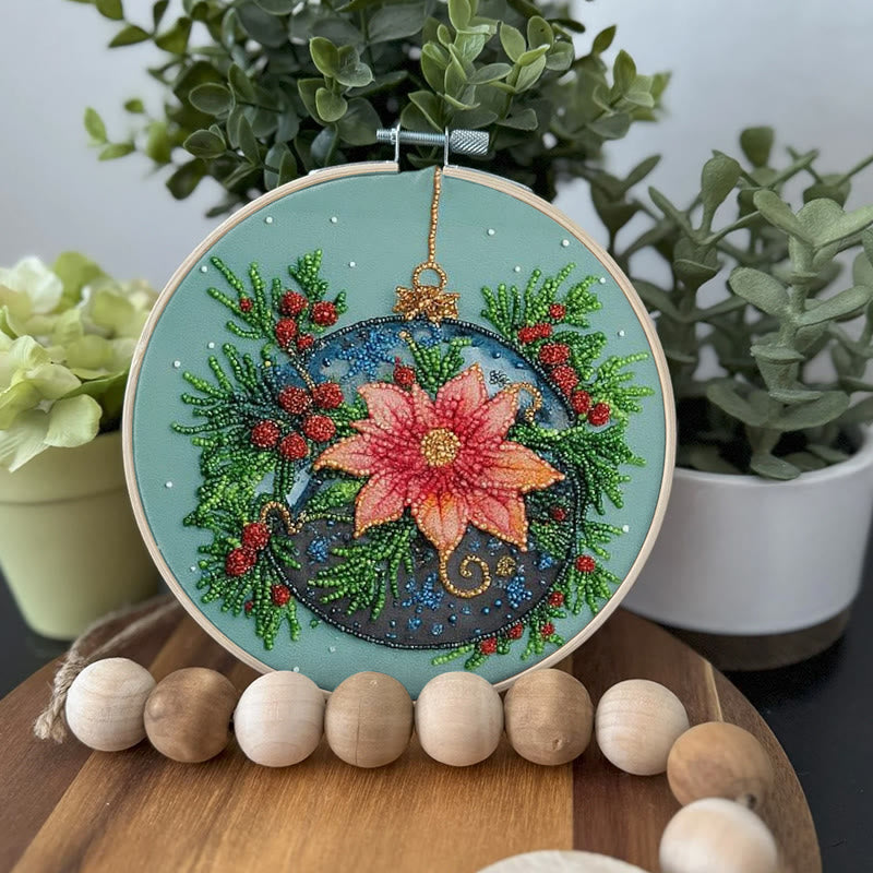 Rubbyoo Bead Embroidery Kit - Sparkling Floral Ball | Diy Christmas Ornament | Colourful Needle Artcraft - image 3