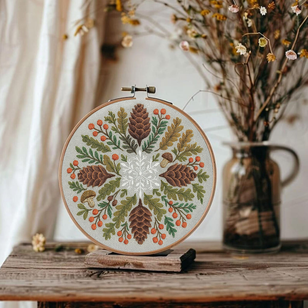 Rubbyoo Embroidery Kit - Winter Wreath | Diy Christmas Decoration | Perfect Craft For Beginners - image 1