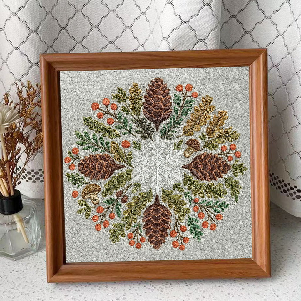 Rubbyoo Embroidery Kit - Winter Wreath | Diy Christmas Decoration | Perfect Craft For Beginners - 15*15cm - Embroidery Kit Plus An Extra Frame - image 9