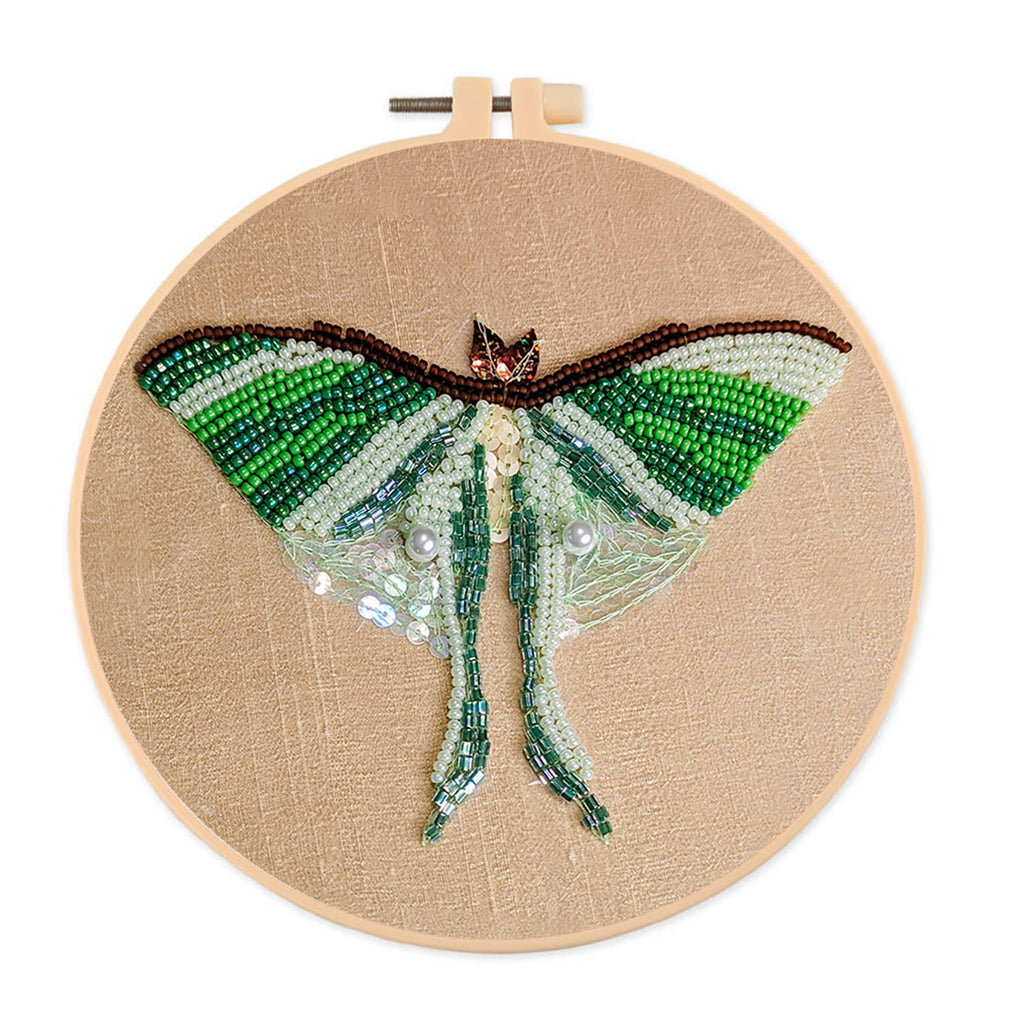 Rubbyoo Bead Embroidery Kit - Green Luna Moth | Exquisite Handmade Craft | Nice Home Decor - 15cm*15cm - image 0