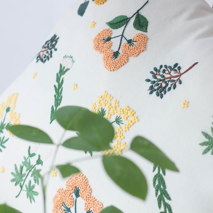 Embroidery Pillow Case Kits | Easy Floral Needlework | Perfect Handicraft For House Warming - image 2