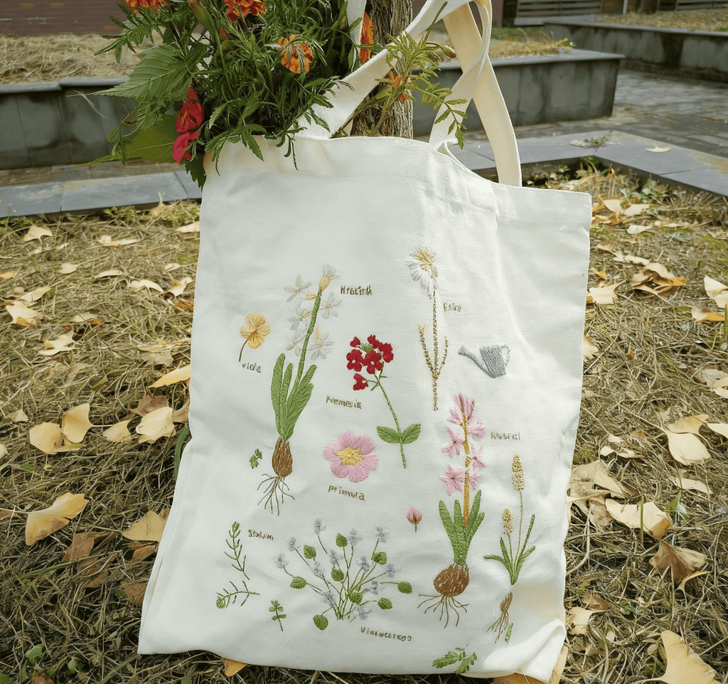  Embroidery Canvas Bag Kits | Blooming Garden | Unique Handmade Craft | Guft For Friend - Embroidery Canvas Bag Kits - image 0