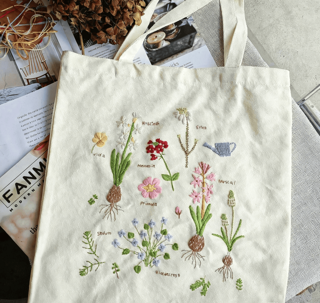  Embroidery Canvas Bag Kits | Blooming Garden | Unique Handmade Craft | Guft For Friend - image 1