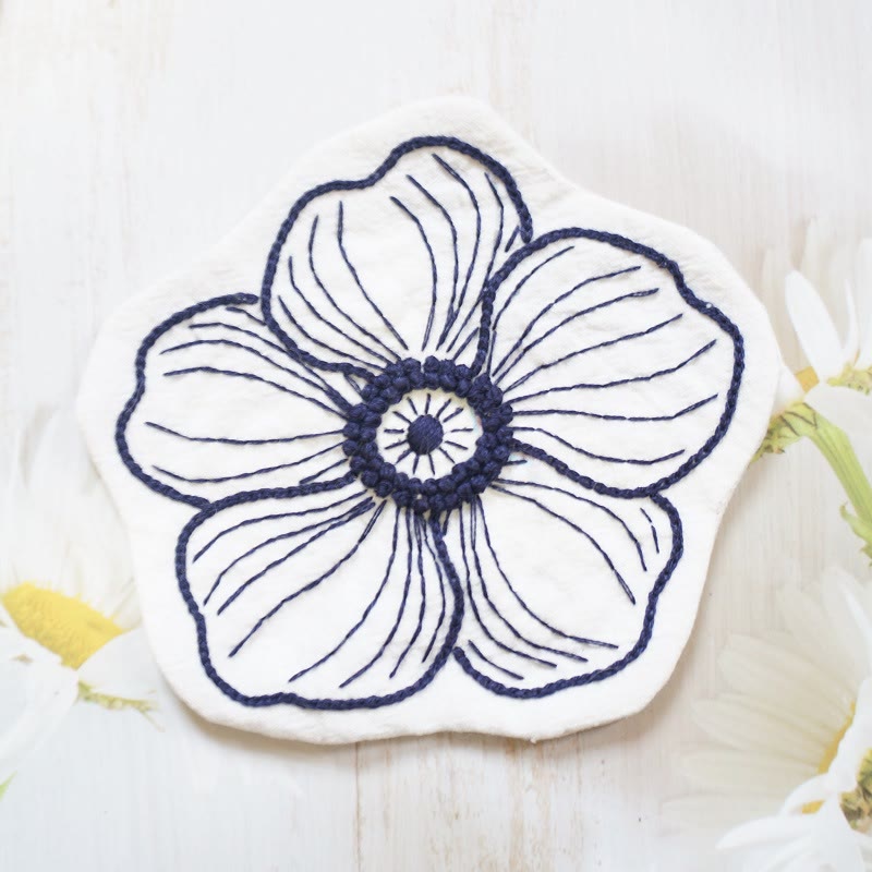 Embroidery Flower Coasters Kit | Creative Desk Decoration | Nice Handmade Gift | Diy Cup Mat - Flower A - image 6