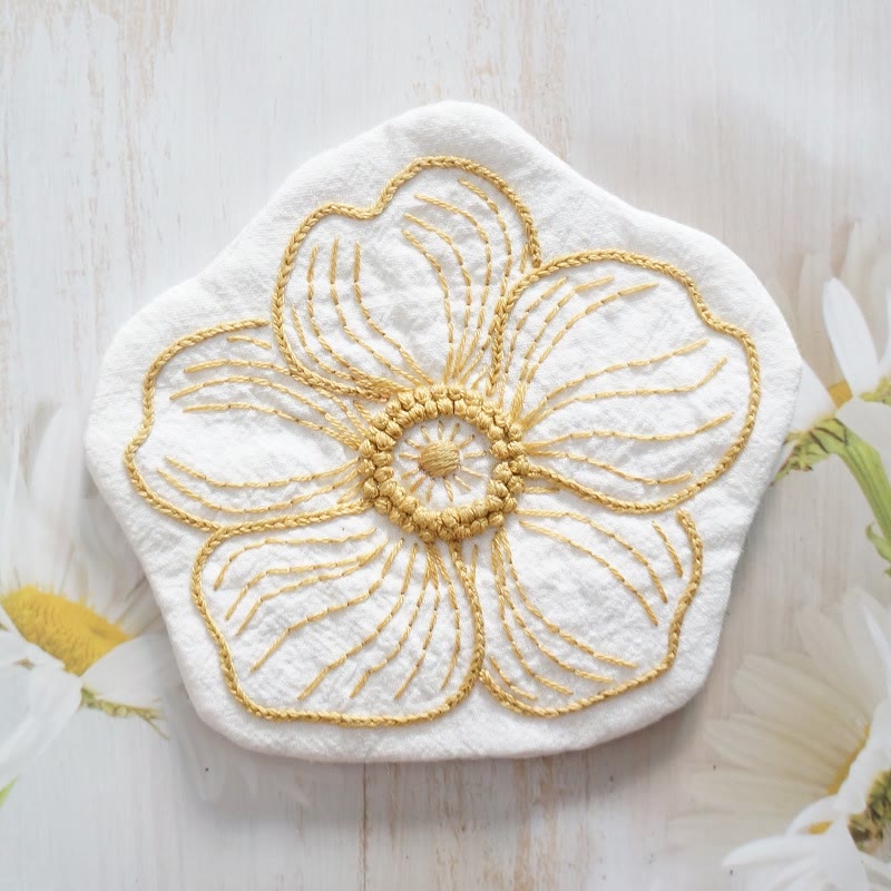 Embroidery Flower Coasters Kit | Creative Desk Decoration | Nice Handmade Gift | Diy Cup Mat - Flower C - image 8