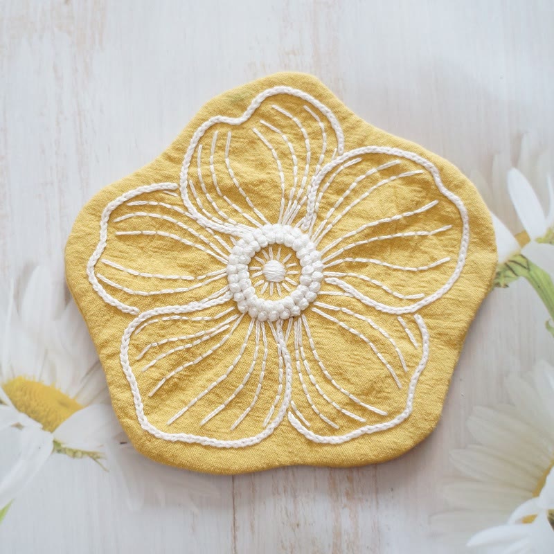 Embroidery Flower Coasters Kit | Creative Desk Decoration | Nice Handmade Gift | Diy Cup Mat - Flower D - image 9