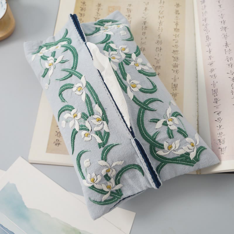 Embroidery Tissue Cover Kit | Floral Handmade Craft | Perfect New Home Gift | Unique Car Ornament - B - image 5