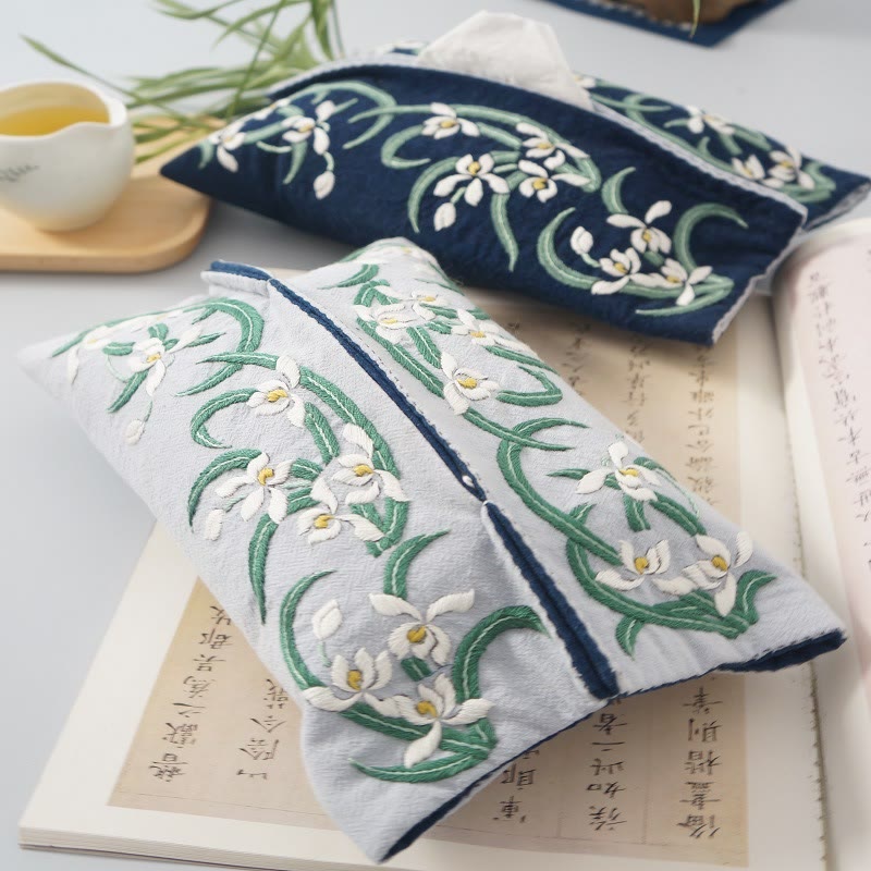 Embroidery Tissue Cover Kit | Floral Handmade Craft | Perfect New Home Gift | Unique Car Ornament - image 0