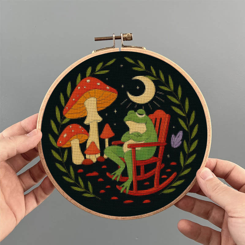  Cross Stitch Kit - Frog And Mushroom | Diy Starter Needlepoint | Stitch Project For Adults - image 6
