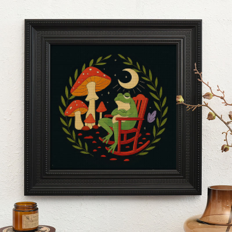  Cross Stitch Kit - Frog And Mushroom | Diy Starter Needlepoint | Stitch Project For Adults - image 9