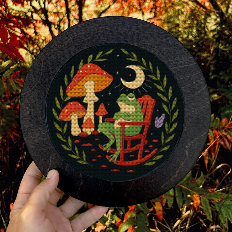  Cross Stitch Kit - Frog And Mushroom | Diy Starter Needlepoint | Stitch Project For Adults - image 2