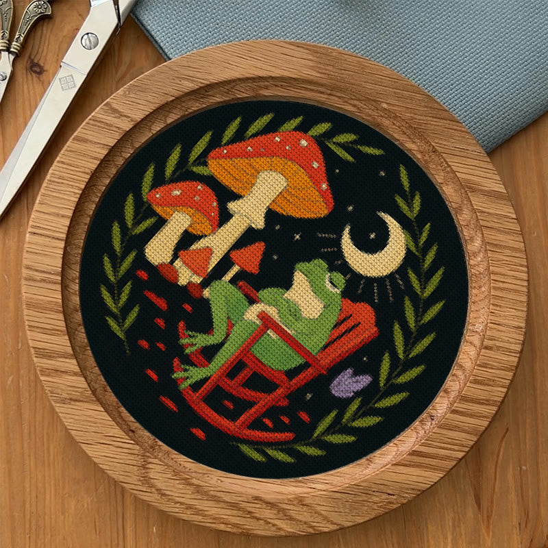  Cross Stitch Kit - Frog And Mushroom | Diy Starter Needlepoint | Stitch Project For Adults - image 8