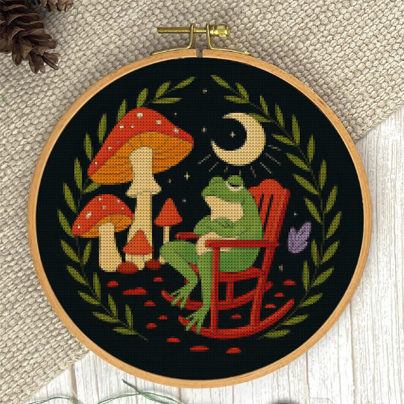  Cross Stitch Kit - Frog And Mushroom | Diy Starter Needlepoint | Stitch Project For Adults - image 3
