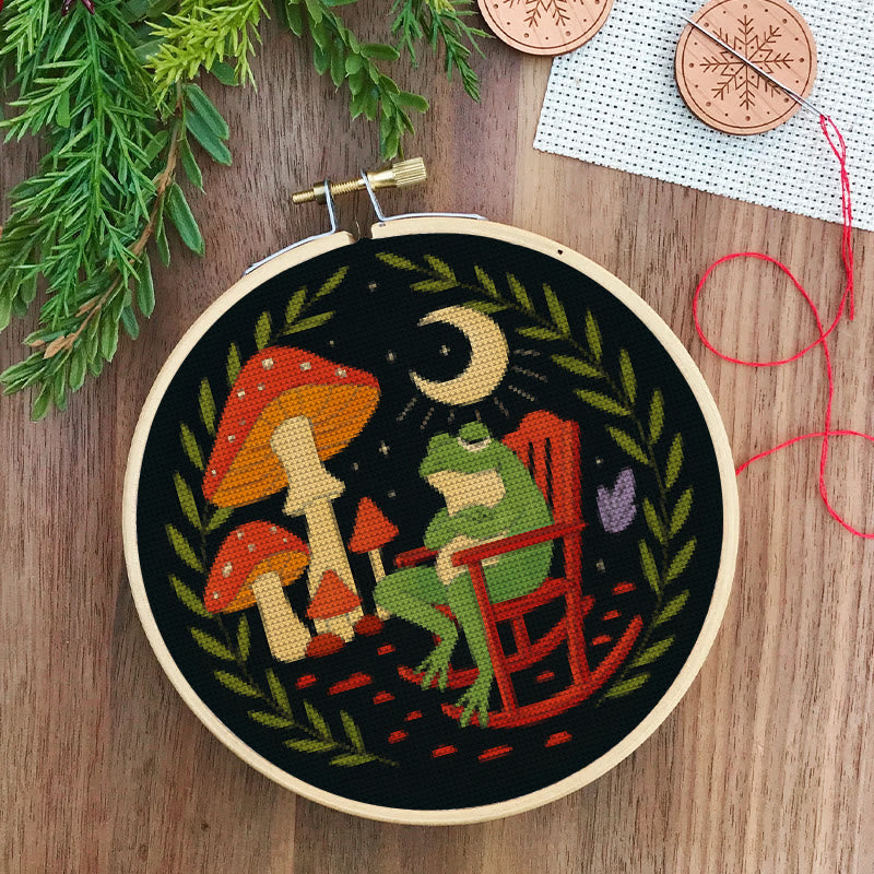  Cross Stitch Kit - Frog And Mushroom | Diy Starter Needlepoint | Stitch Project For Adults - image 5