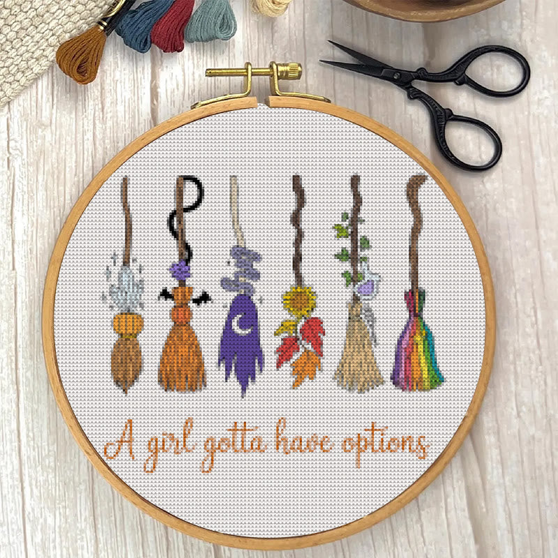  Cross Stitch Kit - Magic Broom | Halloween Decorative Craft | Diy Wall Collection  - image 2