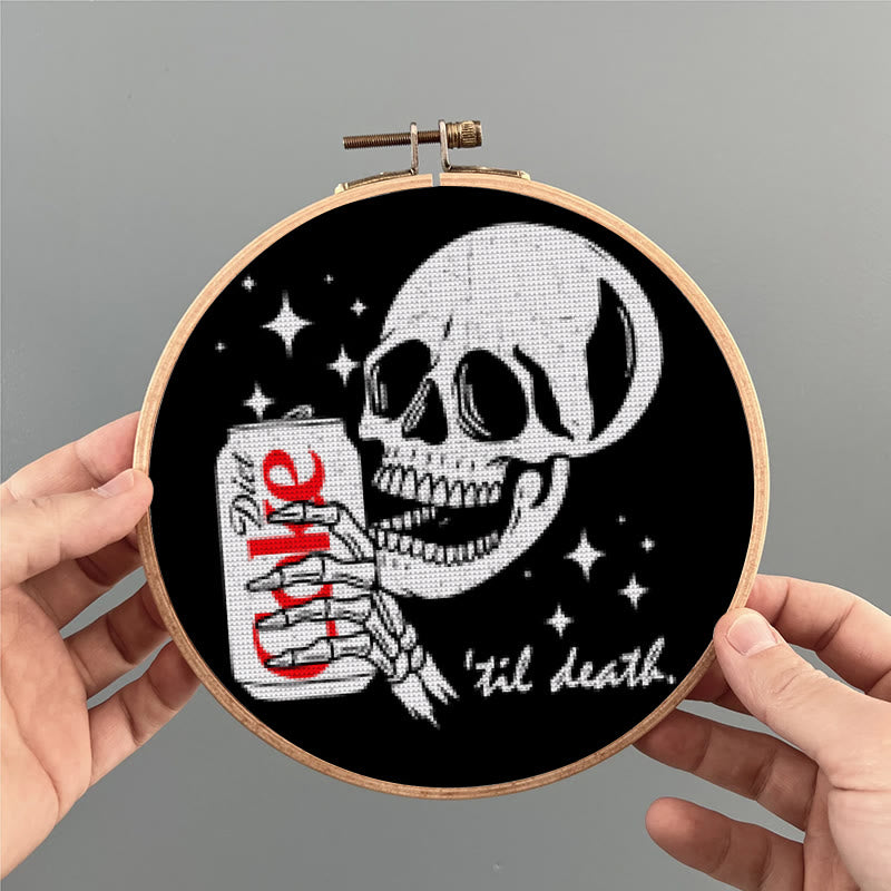 Cross Stitch Kit - Drinking Skeleton | Halloween Spooky Art | Diy Holiday Decoration  - image 3