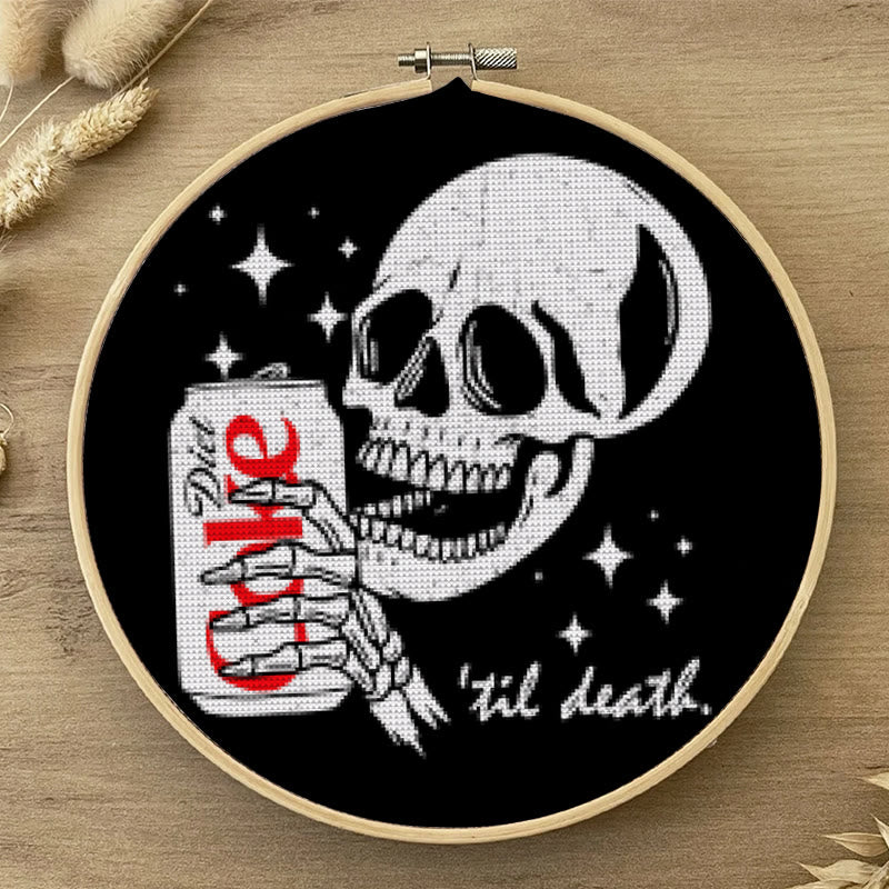  Cross Stitch Kit - Drinking Skeleton | Halloween Spooky Art | Diy Holiday Decoration  - image 1