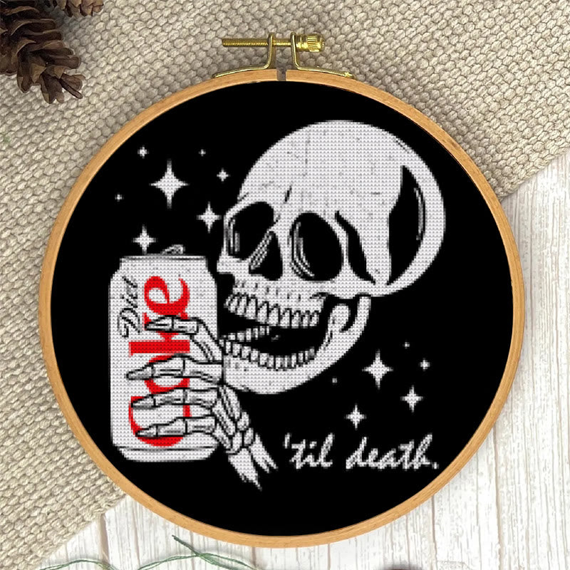  Cross Stitch Kit - Drinking Skeleton | Halloween Spooky Art | Diy Holiday Decoration  - image 2