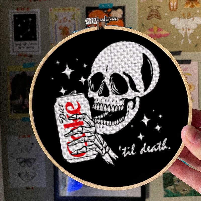  Cross Stitch Kit - Drinking Skeleton | Halloween Spooky Art | Diy Holiday Decoration  - image 6