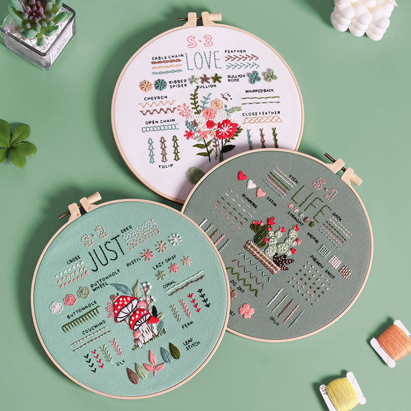 Rubbyoo Beginner Stitch Practice Kit - Diy Starter Embroidery Set | 3 Level Floral And Botanical Needlecraft | Nice Gifts For Sewing Enthusiast - Stitch book + Sewing box + 3-Piece Starter - image 6