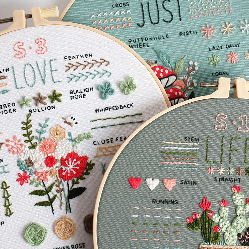 Rubbyoo Beginner Stitch Practice Kit - Diy Starter Embroidery Set | 3 Level Floral And Botanical Needlecraft | Nice Gifts For Sewing Enthusiast - image 4
