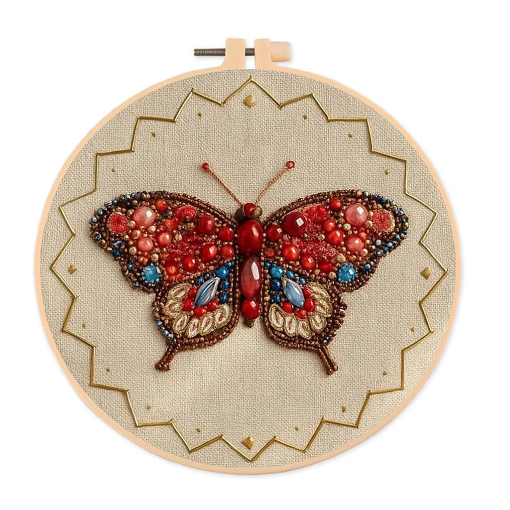 Rubbyoo Bead Embroidery Kit - Vibrant Butterfly | Diy Beginner Handicraft | Charming Home Decor - 15cm*15cm - image 0