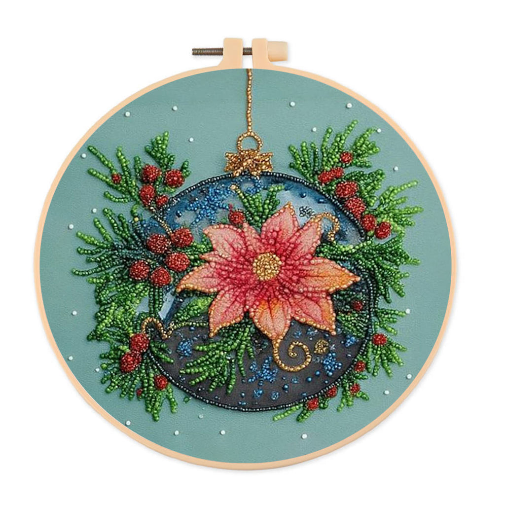 Rubbyoo Bead Embroidery Kit - Sparkling Floral Ball | Diy Christmas Ornament | Colourful Needle Artcraft - 15cm*15cm - image 0