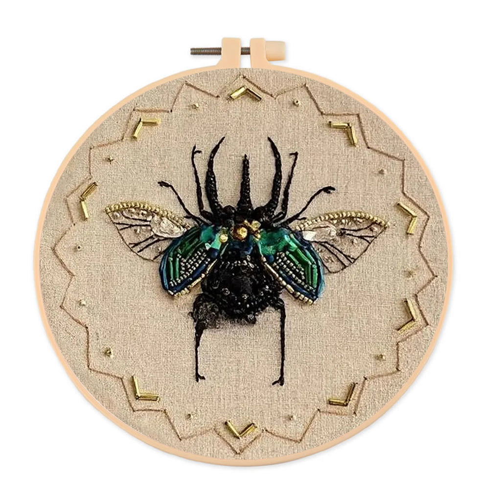 Rubbyoo Bead Embroidery Kit - Black Scarab | Handmade Craft For Adults | Easy Insect Needlepoint - 15cm*15cm - image 0