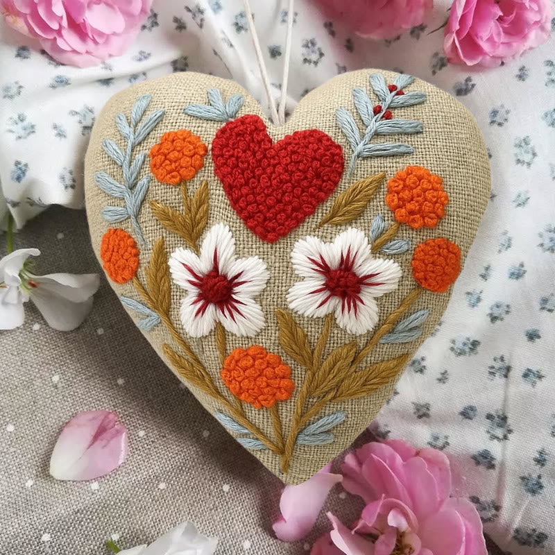 Rubbyoo Heart Embroidery Kit - Floral Love | Diy Hanging Craft For Lover | Perfect Handmade Ornament - image 4