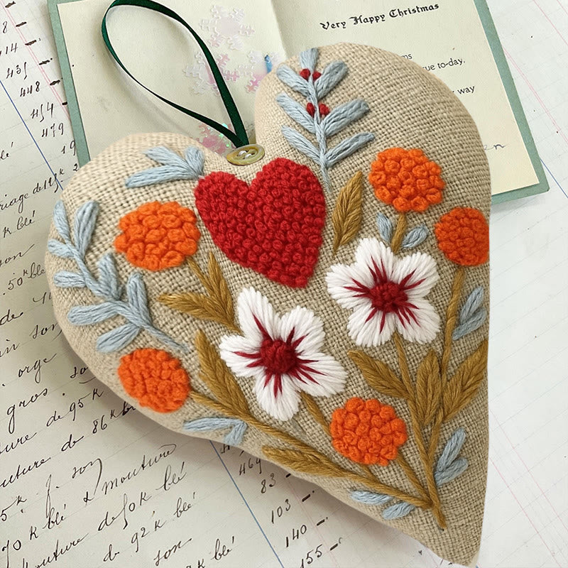 Rubbyoo Heart Embroidery Kit - Floral Love | Diy Hanging Craft For Lover | Perfect Handmade Ornament - image 5