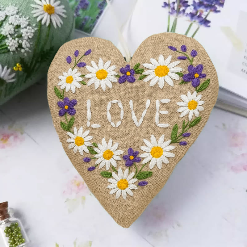 Rubbyoo Heart Embroidery Kit - Daisy Love | Creative Valentine Decoration | Unique Anniversary Gift  - image 1
