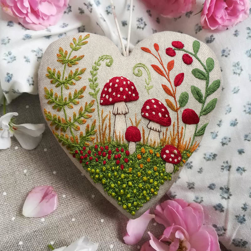 Rubbyoo Heart Embroidery Kit - Mushroom Forest | Beautiful Landscape Collection | Easy Artwork For Beginner  - image 4