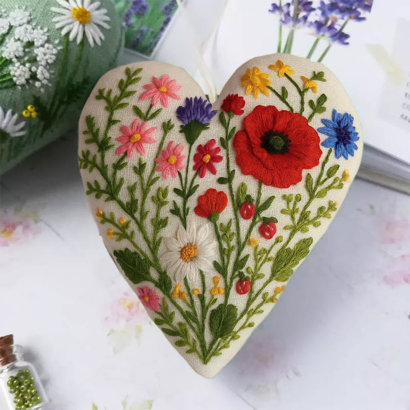 Rubbyoo Heart Embroidery Kit - Charming Garden | Diy Colourful Handicraft | Perfect Gift For Flower Lover - image 1