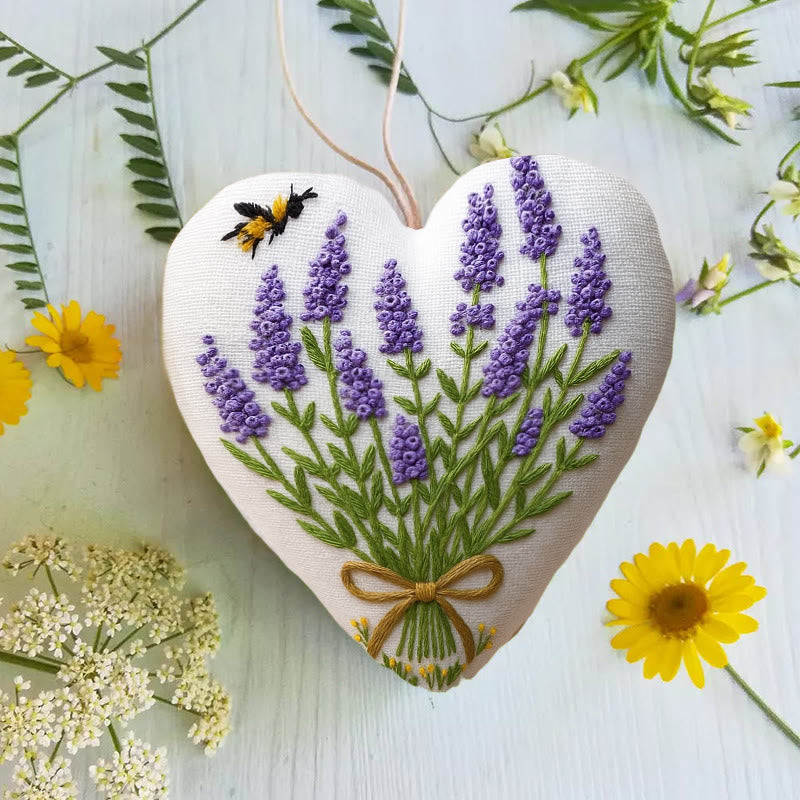 Rubbyoo Heart Embroidery Kit - Lavender Bouquet | Floral Home Decor | Handmade Birthday Gift - image 3