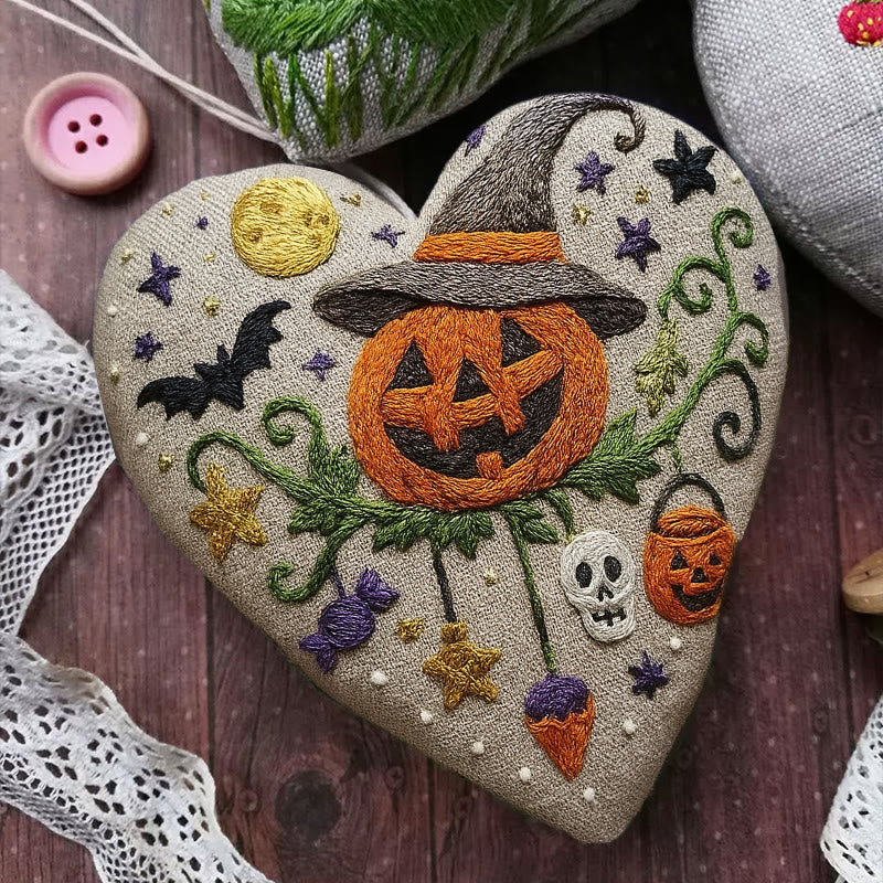 Rubbyoo Heart Embroidery Kit - Pumpkin Wizard | Halloween Handmade Craft | Holiday Hanging Decor - image 5