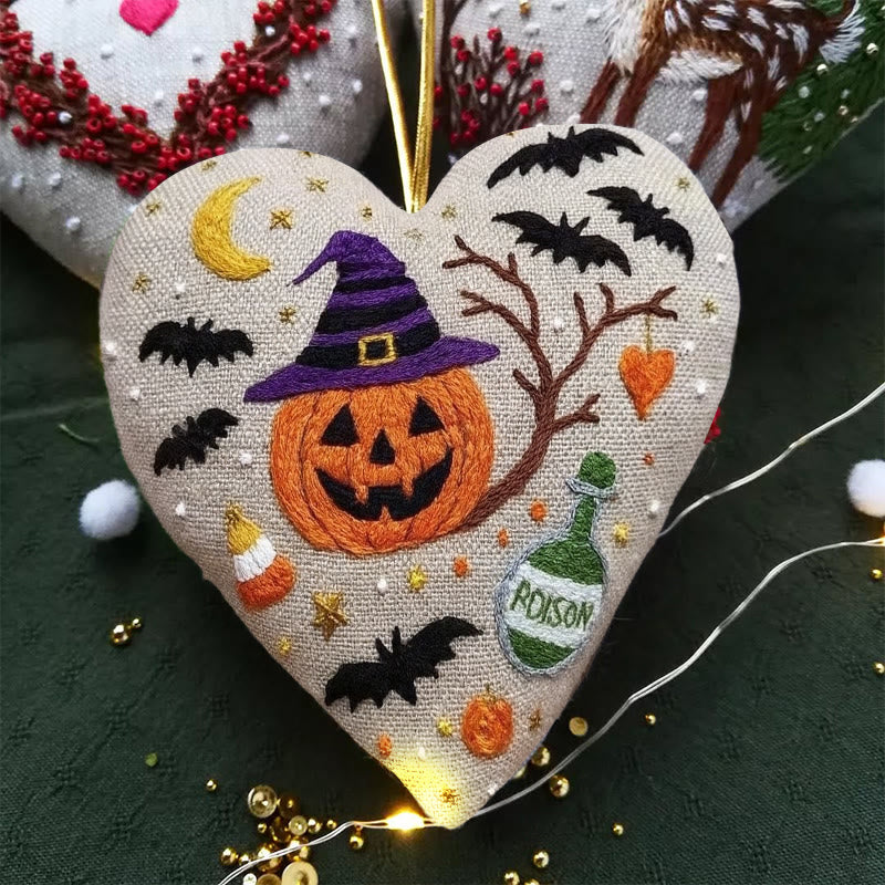 Rubbyoo Heart Embroidery Kit - Spooky Pumpkin | Diy Halloween Ornament |  Handmade Gift For Halloween - image 1