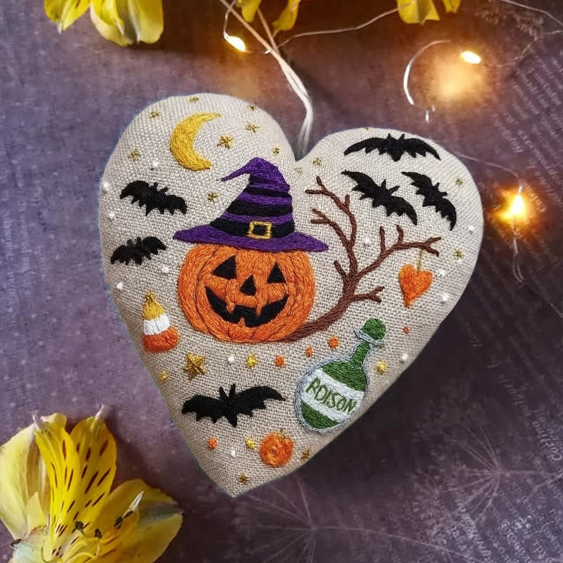 Rubbyoo Heart Embroidery Kit - Spooky Pumpkin | Diy Halloween Ornament |  Handmade Gift For Halloween - image 3