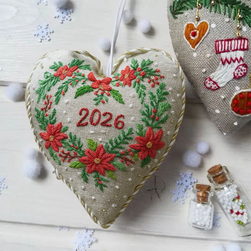 Rubbyoo Heart Embroidery Kit - Christmas Wreath | Diy Christmas Ornaments | Perfect Handicraft For New Year - image 4