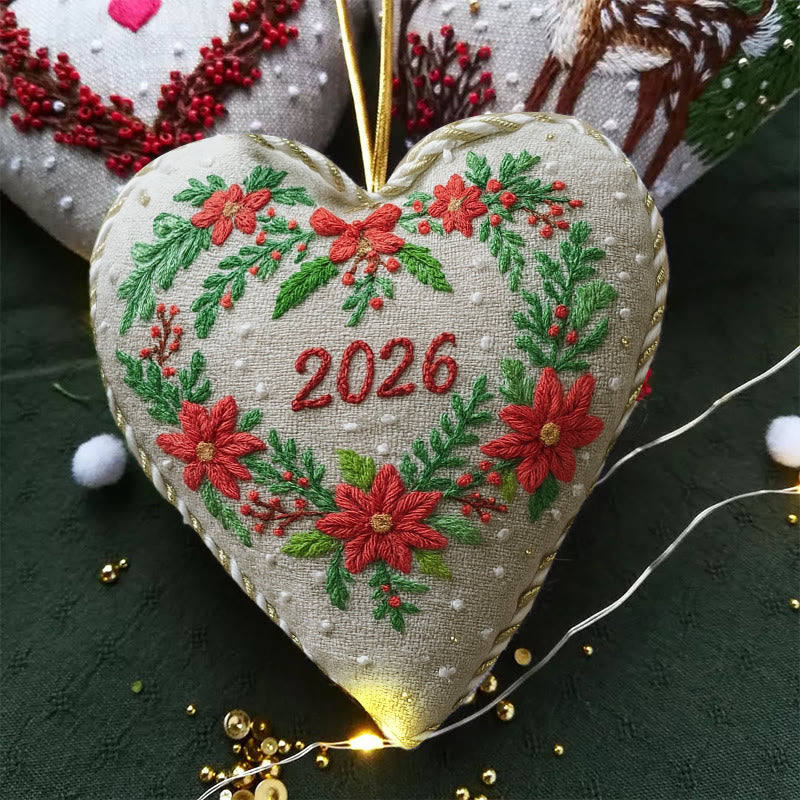 Rubbyoo Heart Embroidery Kit - Christmas Wreath | Diy Christmas Ornaments | Perfect Handicraft For New Year - image 1