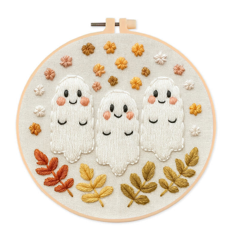 Rubbyoo Embroidery Kit - Aadorable Ghost | Diy Halloween Craft | Perfect Artwork For Decoration - 20*20cm - image 0