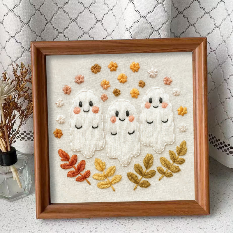 Rubbyoo Embroidery Kit - Aadorable Ghost | Diy Halloween Craft | Perfect Artwork For Decoration - Embroidery Kit Plus An Extra Frame - image 9