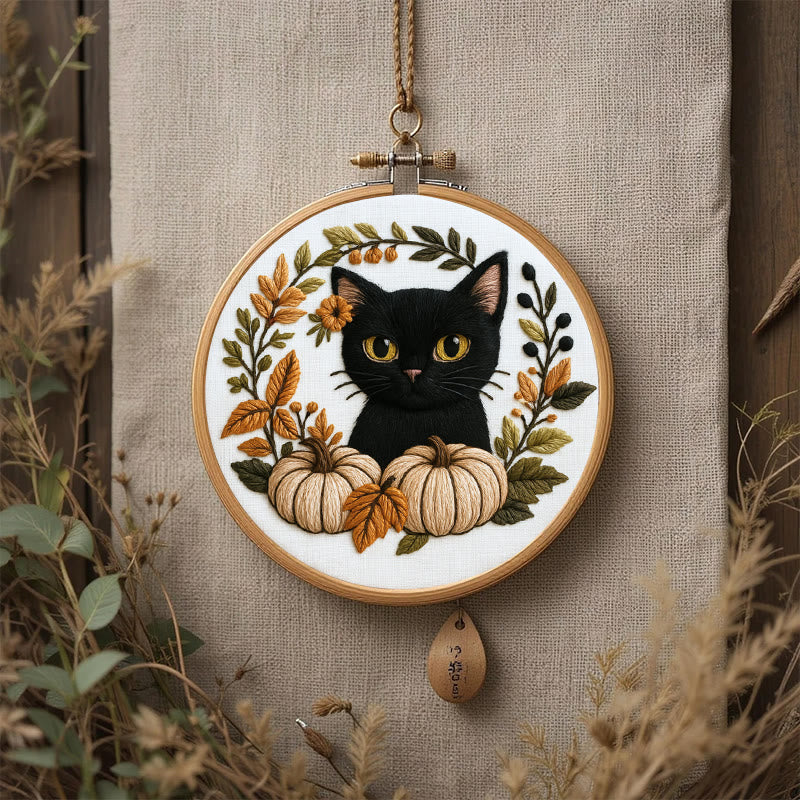 Rubbyoo Embroidery Kit - Black Kitten | Diy Cat Lover Gift | Halloween Autumn Decor - image 5