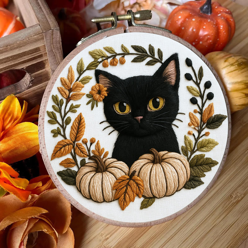 Rubbyoo Embroidery Kit - Black Kitten | Diy Cat Lover Gift | Halloween Autumn Decor - image 7