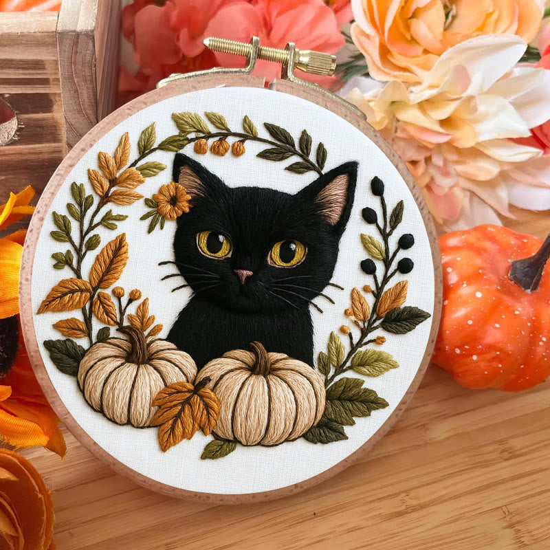 Rubbyoo Embroidery Kit - Black Kitten | Diy Cat Lover Gift | Halloween Autumn Decor - image 4