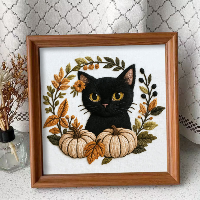 Rubbyoo Embroidery Kit - Black Kitten | Diy Cat Lover Gift | Halloween Autumn Decor - Embroidery Kit Plus An Extra Frame - image 9